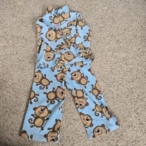 🐒Blue Pajama Set with Monkey Print